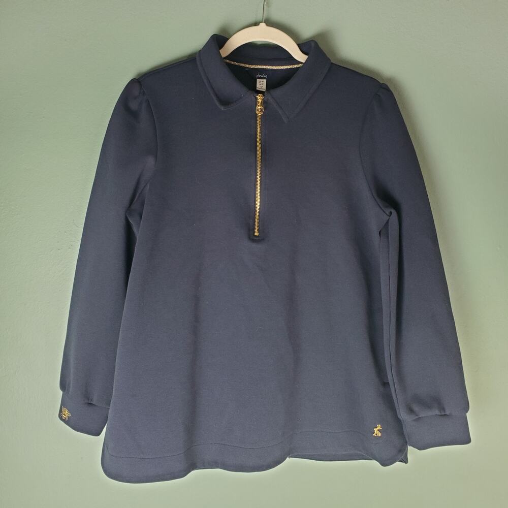 Joules Womens French Navy Rosalyn Half-Zip Sweatshirt Size 10